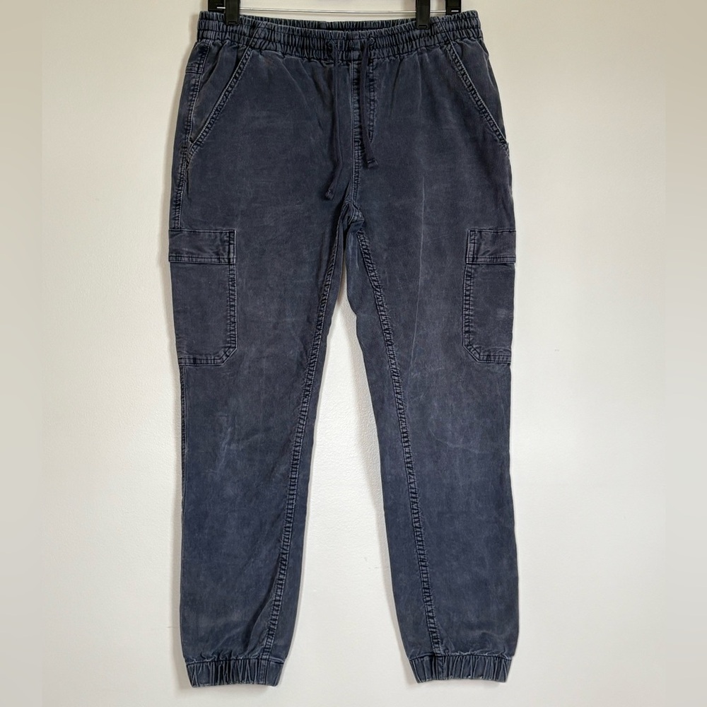 Prana Womens Relaxed Fit Corduroy Washed Charcoal Cargo Joggers Size Small